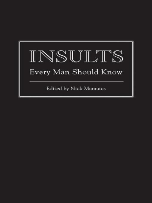 Title details for Insults Every Man Should Know by Nick Mamatas - Wait list